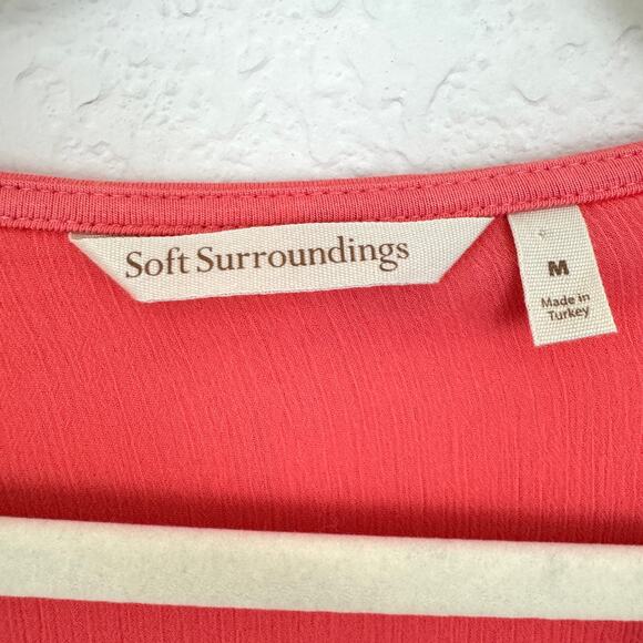 Soft Surroundings Womens Tunic Top Size M Petite Asymmetrical Hem Orange - Picture 2 of 6